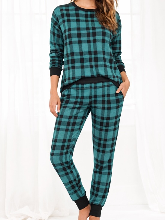 Victoria's Secret Other - Victoria's Secret Teal and Black Plaid Lounge Set